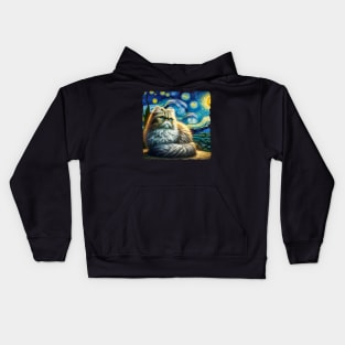 Ragamuffin Starry Night Inspired - Artistic Cat Kids Hoodie